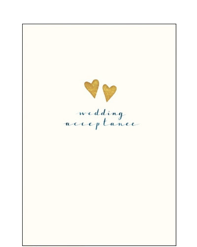 Elegant Wedding RSVP Acceptance card with gold hearts