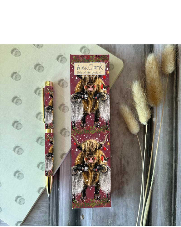 Highland Cow Christmas Pen - Alex Clark ballpoint pen