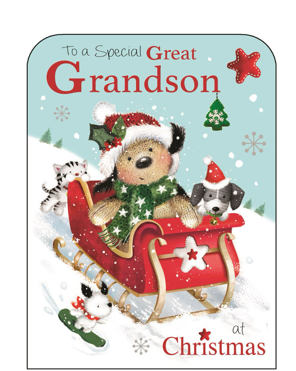 Great Grandson Christmas card - Jonny Javelin Christmas card