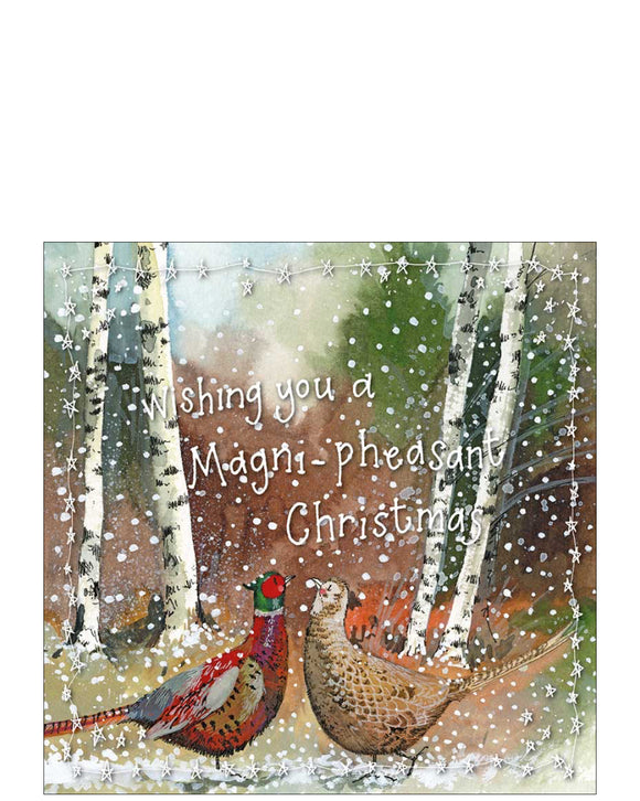 Christmas pheasants Christmas card - Alex Clark small Christmas card