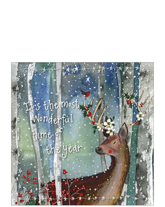 Floral deer Christmas card - Alex Clark small Christmas card