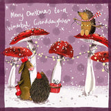 Granddaughter Christmas card - Alex Clark card with toadstools