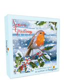 Robin on a branch - Box of 8 charity Christmas cards