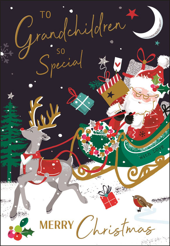 Grandchildren Christmas card - Jonny Javelin Christmas card