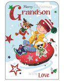 Grandson Christmas card - Jonny Javelin Christmas card