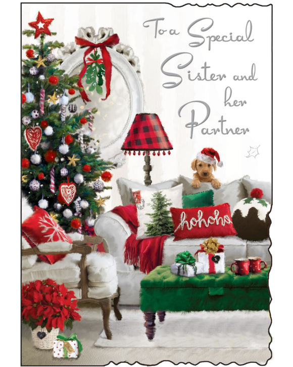 Sister & Partner Christmas card - Jonny Javelin Christmas card