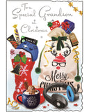 Grandson Christmas card - Jonny Javelin Christmas card