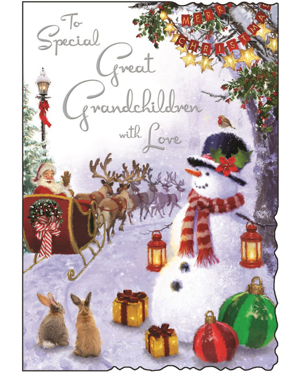 Great Grandchildren Christmas card - Jonny Javelin Christmas card