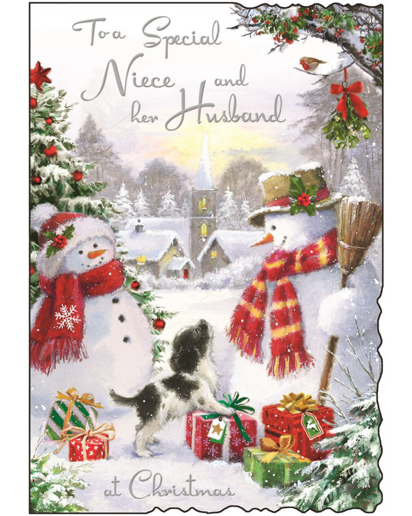Niece & Husband Christmas card - Jonny Javelin Christmas card