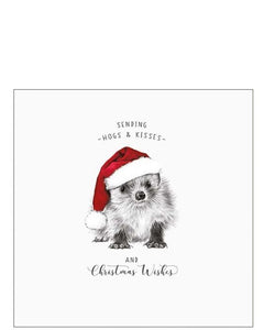 Hogs and Kisses Christmas card - cute romantic Christmas card