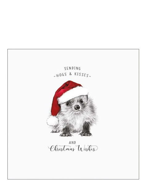Hogs and Kisses Christmas card - cute romantic Christmas card