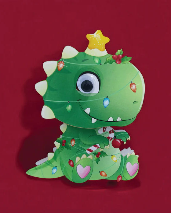 Christmas Dinosaur wobbly head Christmas card