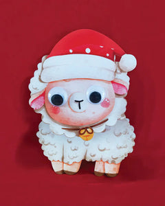 Santa Sheep wobbly head Christmas card