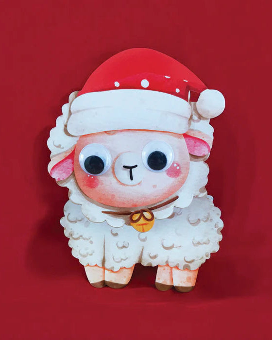 Santa Sheep wobbly head Christmas card
