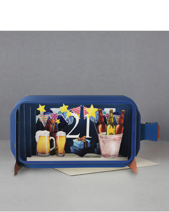 Message in a Bottle - pop-up 21st Birthday card
