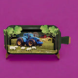 Blue tractor - Message in a Bottle pop up card