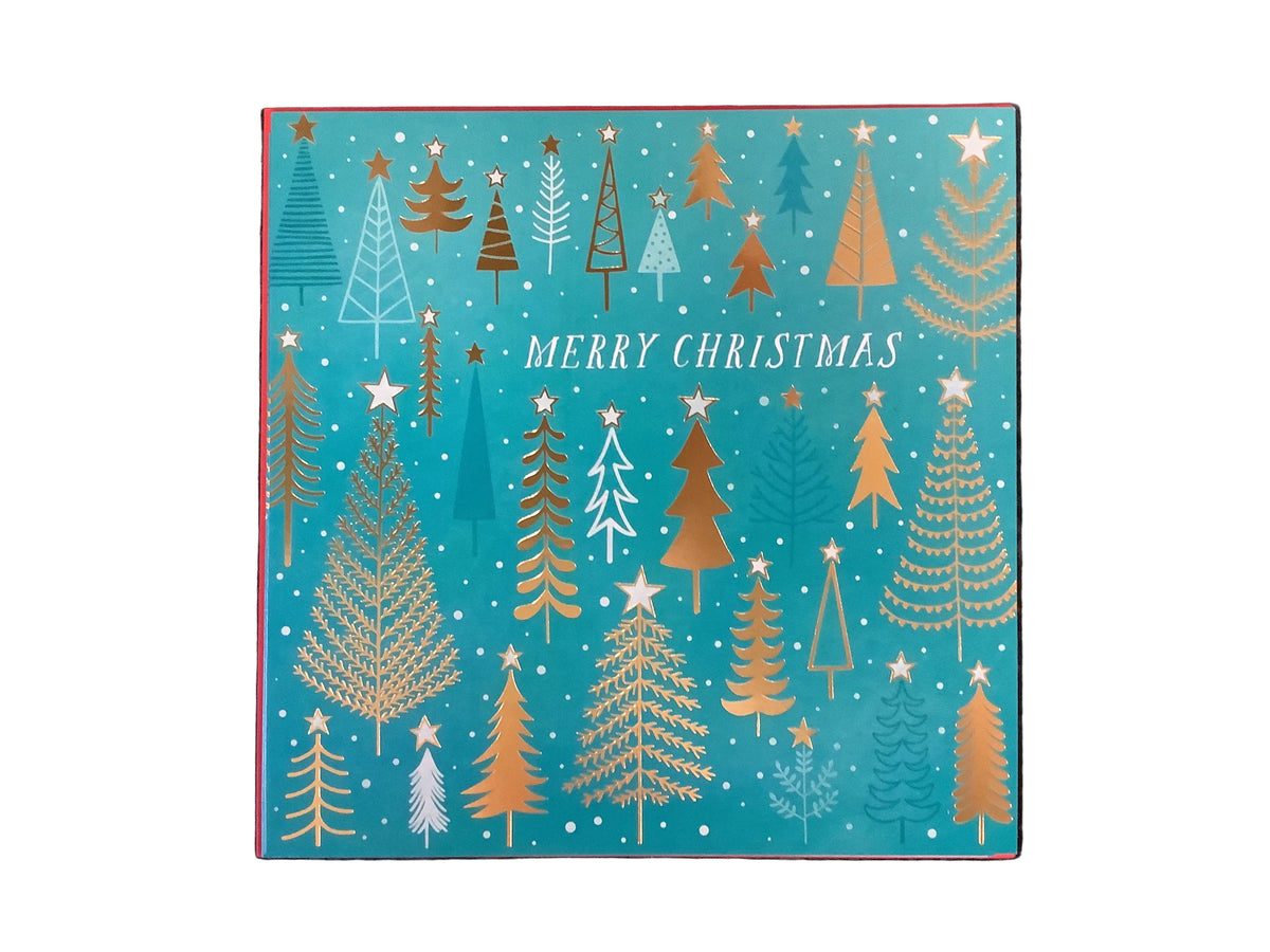 Foiled Christmas Trees - 5 pack of Charity Christmas cards