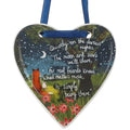 Beautiful hanging ceramic heart covered with artwork by Stacey McNeill from the Fox under the moon range