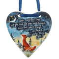 Beautiful hanging ceramic heart covered with artwork by Stacey McNeill from the Fox under the moon range