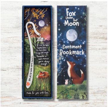 official fox under the moon metal bookmark by Stacey McNeil in a beautiful gift box covered in artwork