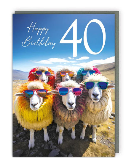 Colourful sheep - 40th birthday card