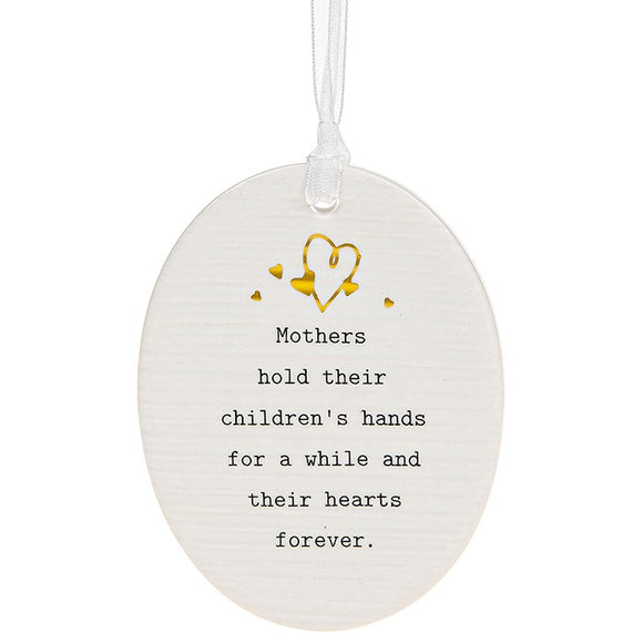 Mothers hold their children's hands. - Ceramic plaque