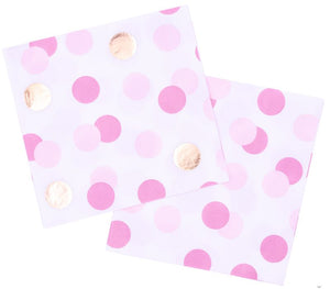 Pink polka dot napkins-  pack of 16