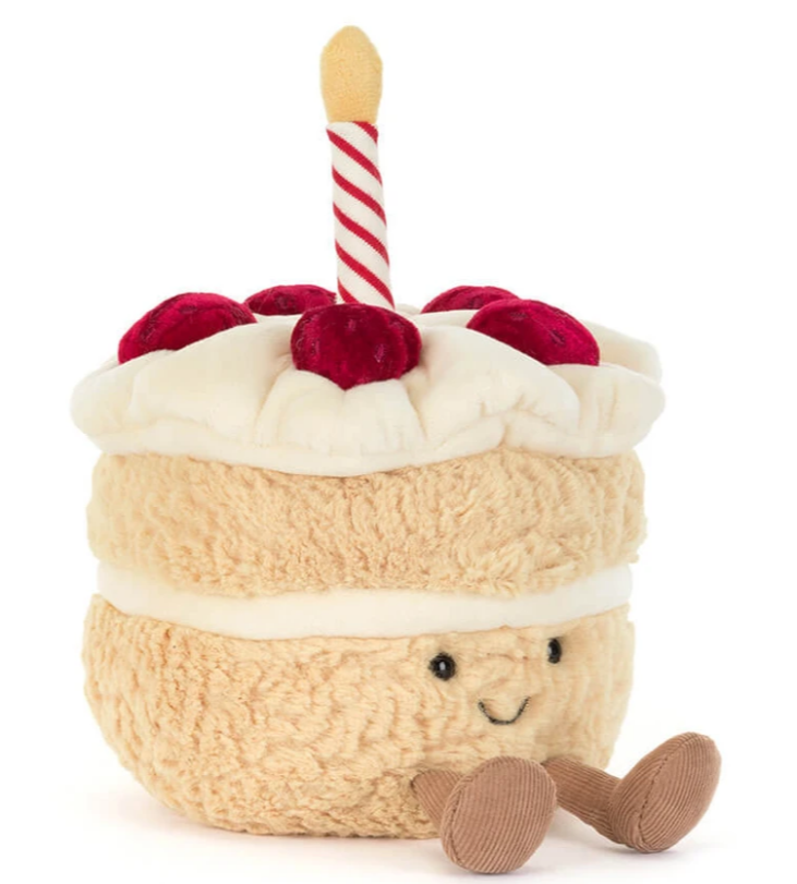 This Jellycat Official Amuseables (jelly food) birthday cake shaped cute and cuddly toy is perfect for all ages from birth to toddlers, children teenegers and adults it makes a perfect gift all year round for all ages.