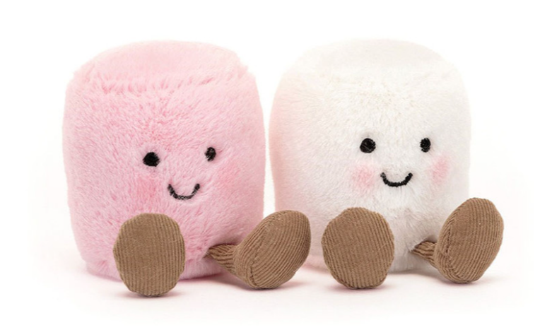 This Jellycat Official Amuseables (jelly food) pair of pink and white marshmallows shaped cute and cuddly toy is perfect for all ages from birth to toddlers, children teenegers and adults it makes a perfect gift all year round for all ages.