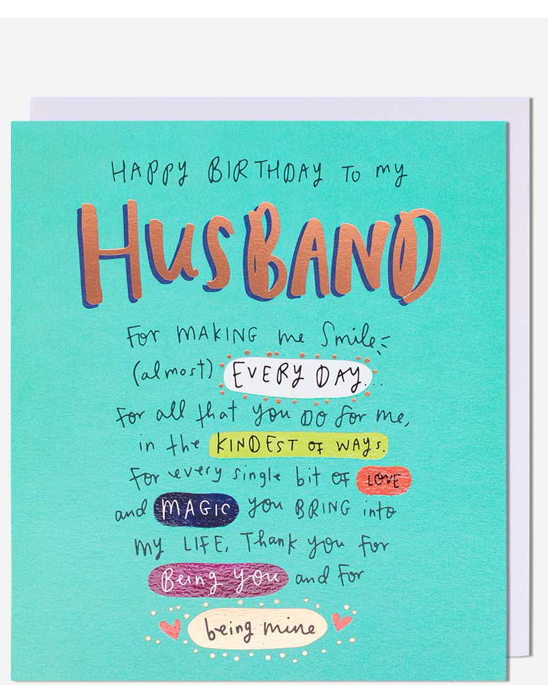 Husband, thank you for being you - Birthday card