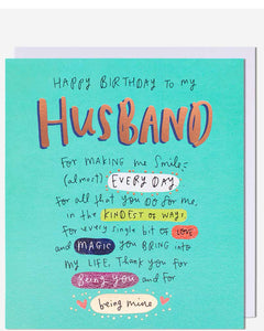 Husband, thank you for being you - Birthday card
