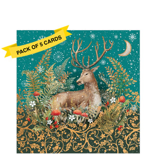 Festive Stag - Pack of 5 charity Christmas cards