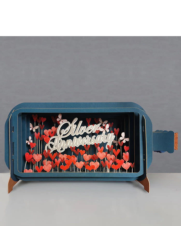 Silver Anniversary - Message in a Bottle 3d pop up card