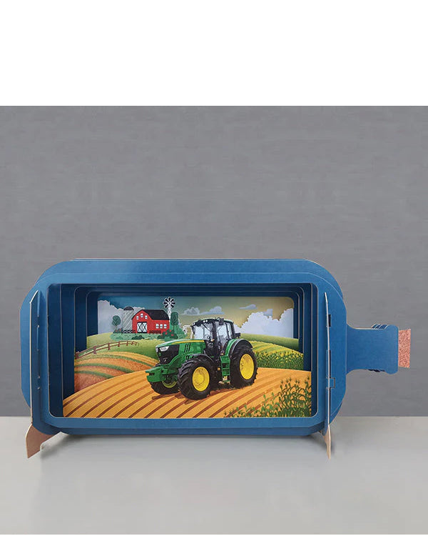 Green tractor - Message in a Bottle pop up card