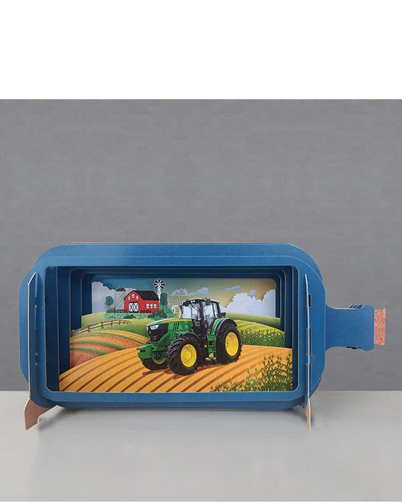 Green tractor - Message in a Bottle pop up card