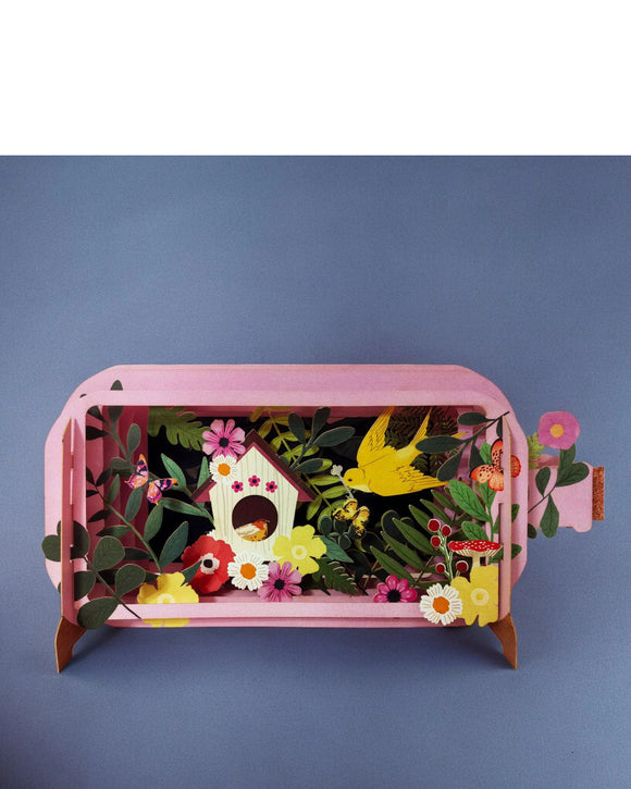 Birds with birdhouse - 3d pop up card