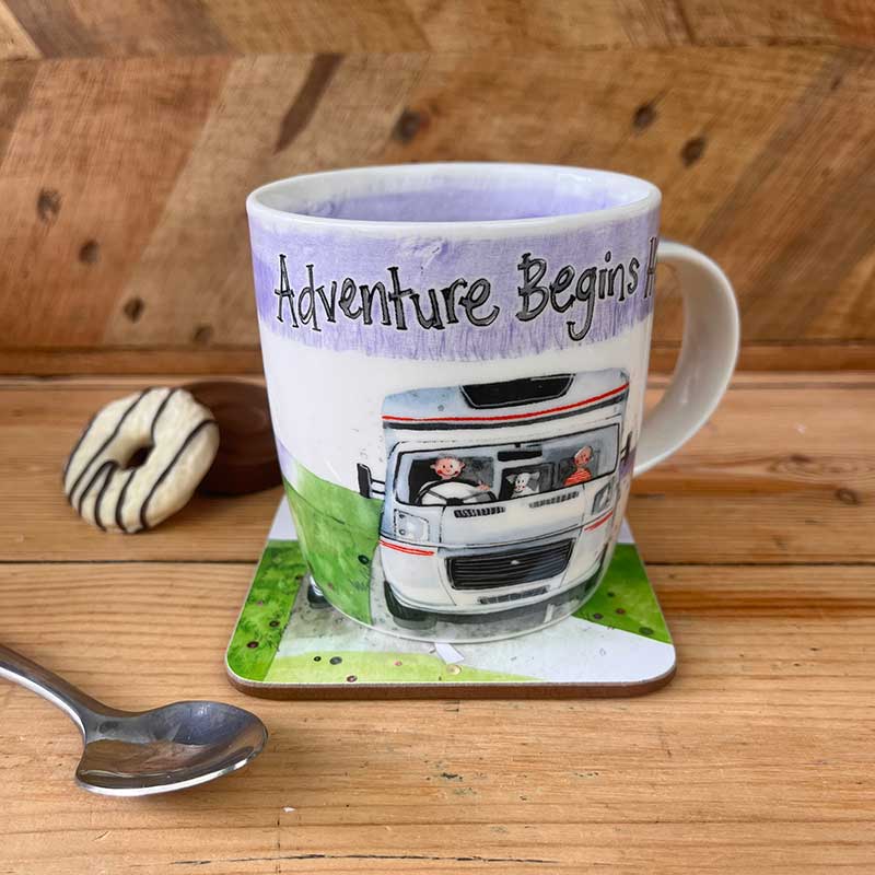 Alex Clark Mug & Coaster Set - Campervan