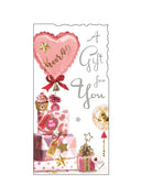 This money wallet is perfect for sending a cash, cheque or voucher to&nbsp;someone on their Birthday. This money wallet shows a stack of presents along with other celebratory fixtures. The text on the front of this money wallet reads "A Gift For You".