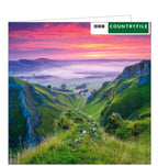 This blank card from the BBC Countryfile range features a photograph by Lee Howdle showing the sun setting in the Winnats Pass in the Derbyshire Peak District National Park.