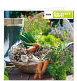 This blank card from the BBC Gardener's World greetings card range features a photograph of a wicker trug filled with winter vegetables.