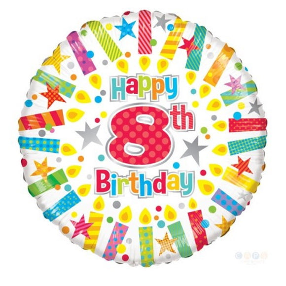 Happy 8th Birthday - Helium Filled Balloon