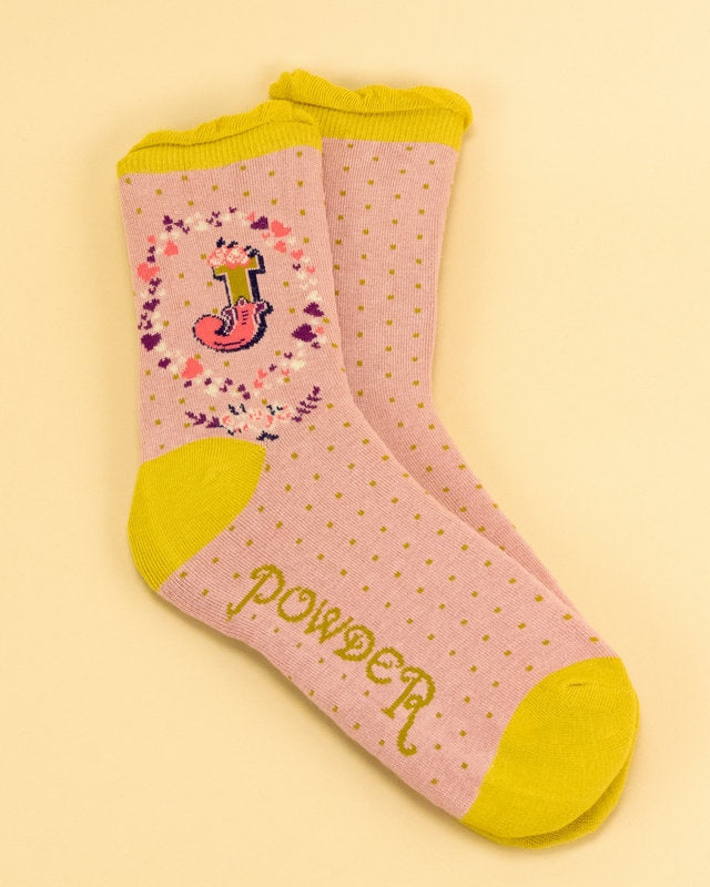 Alphabet ladies ankle socks - Powder UK