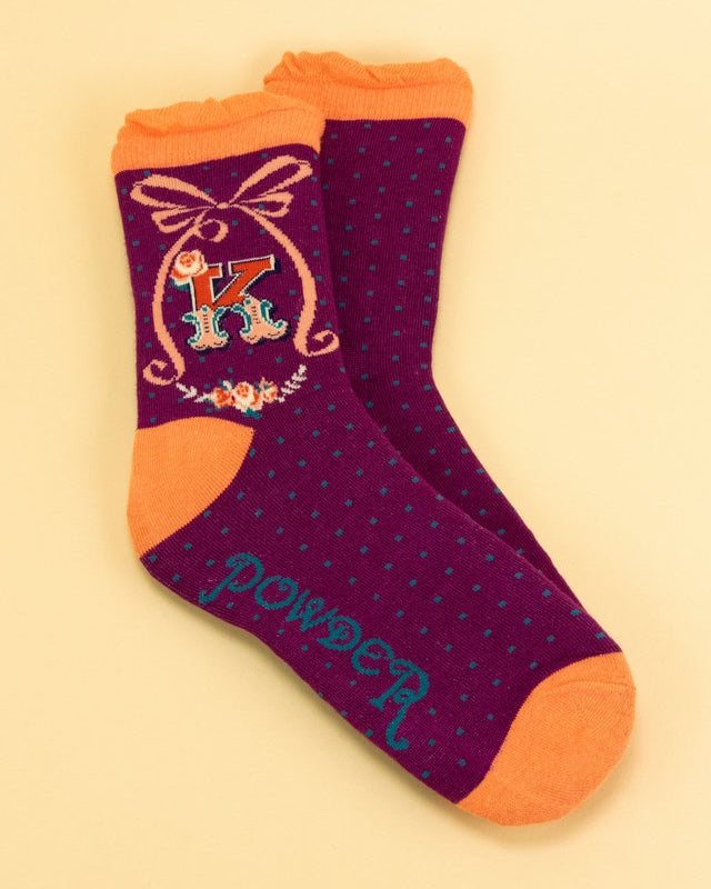 Alphabet ladies ankle socks - Powder UK