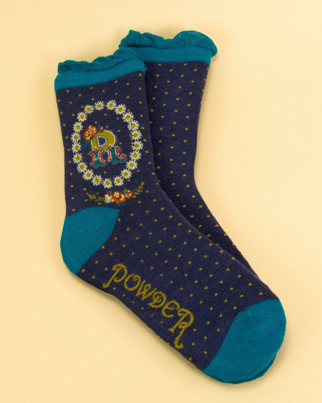 Alphabet ladies ankle socks - Powder UK