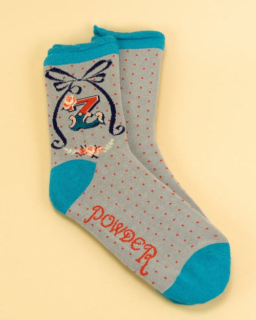 Alphabet ladies ankle socks - Powder UK