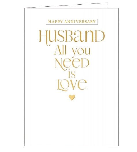 This lovely anniversary card for a special husband is decorated with embossed gold text that reads 