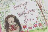 Alex Clark for her Happiest of Birthdays hedgehog flowers Happy Birthday card Nickery Nook