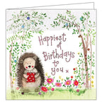 Alex Clark for her Happiest of Birthdays hedgehog flowers Happy Birthday card Nickery Nook