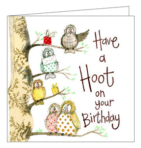 Alex Clark for her Have a Hoot on Your Birthday owls birds Happy Birthday card Nickery Nook