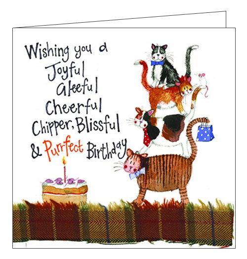Alex Clark for her for him Happy Birthday trio of cats cat stack Birthday card Nickery Nook new